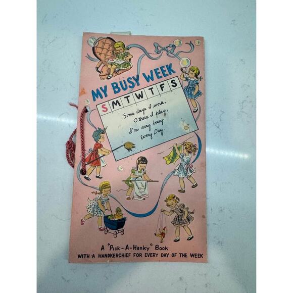 Vintage My Busy Week Book - Little Girls Pick A Hanky - Herrmann Hdkf Co - Picture 1 of 6
